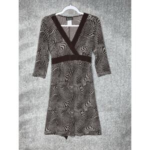 A-List By Wrapper Dress Womens Size‎ Medium Brown Geometric Stretch Y2K VTG USA